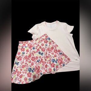 FREELY Girls Skort & Shirt Set M/L Pink Floral Activewear Sporty Casual Tennis